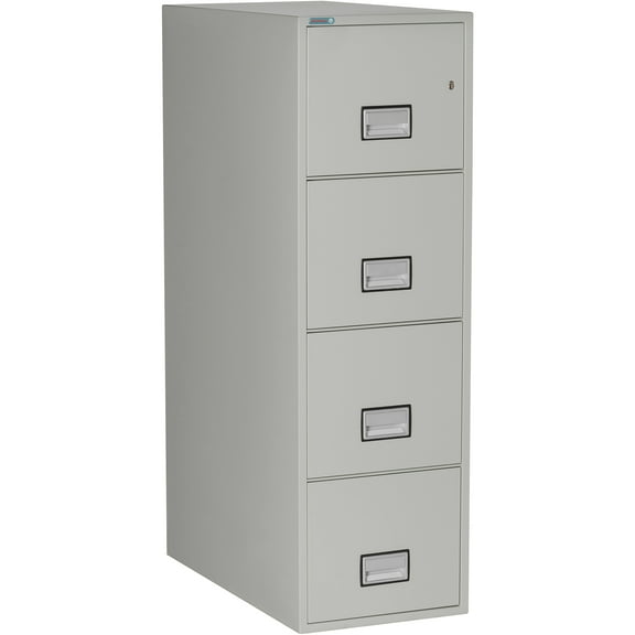 Phoenix Safe Vertical 31 inch 4-Drawer Letter Fireproof File Cabinet with Key Lock, Water Seal, Gray, LTR4W31LG