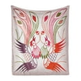 thumbnail image 1 of Phoenix Soft Flannel Fleece Throw Blanket, Chinese Traditional Creatures Feathers Boho Pattern, Cozy Plush for Indoor and Outdoor Use, 50" x 70", Olive Green Eggplant, by Ambesonne, 1 of 5