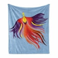 thumbnail image 1 of Phoenix Soft Flannel Fleece Throw Blanket, Magic Bird with Beauty Wings Rebirthary Creature Fantasy Flowing Feather, Cozy Plush for Indoor and Outdoor Use, 50" x 70", Multicolor, by Ambesonne, 1 of 6