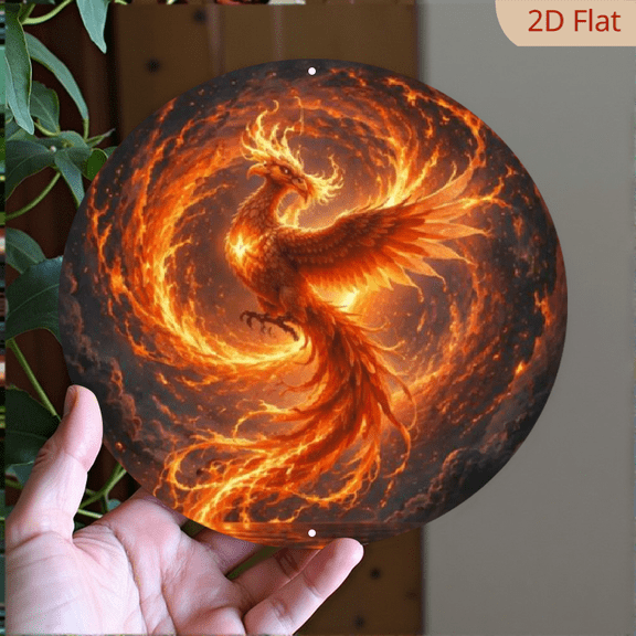 Phoenix Spreads Its Wings And Soars in The Sky, Burning with Brilliance 'Vintage Aluminum Sign, Wall Decoration' (8x8In, 20x20Cm) Unique And Ideal for Room Decorative Signs & Plaques
