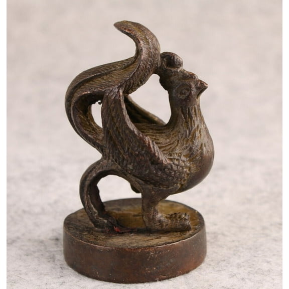 Phoenix Statue Rare Bronze Figure Seal Table Decoration Tea Pet Penmanship