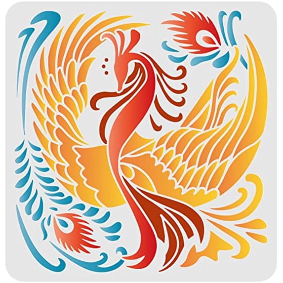 Phoenix Stencil for Painting 11.8x11.8inch Reusable Phoenix Bird Stencil Firebird Drawing Template Firebird Airbrush Stencil for Painting on Wood Floor Furniture Wall and Paper