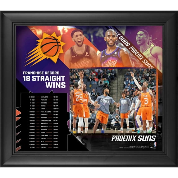 Phoenix Suns Framed 15" x 17" Franchise Record Game Win Streak Collage - Fanatics Authentic Certified