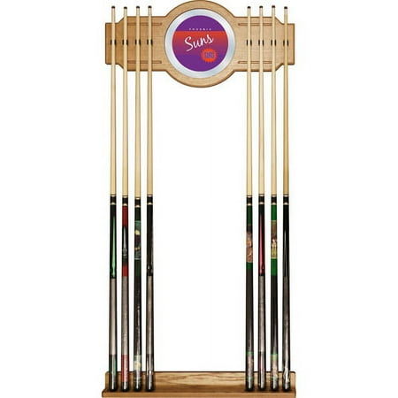 Phoenix Suns NBA Hardwood Classics Stained Wood Cue Rack with Mirror - Purple, Orange
