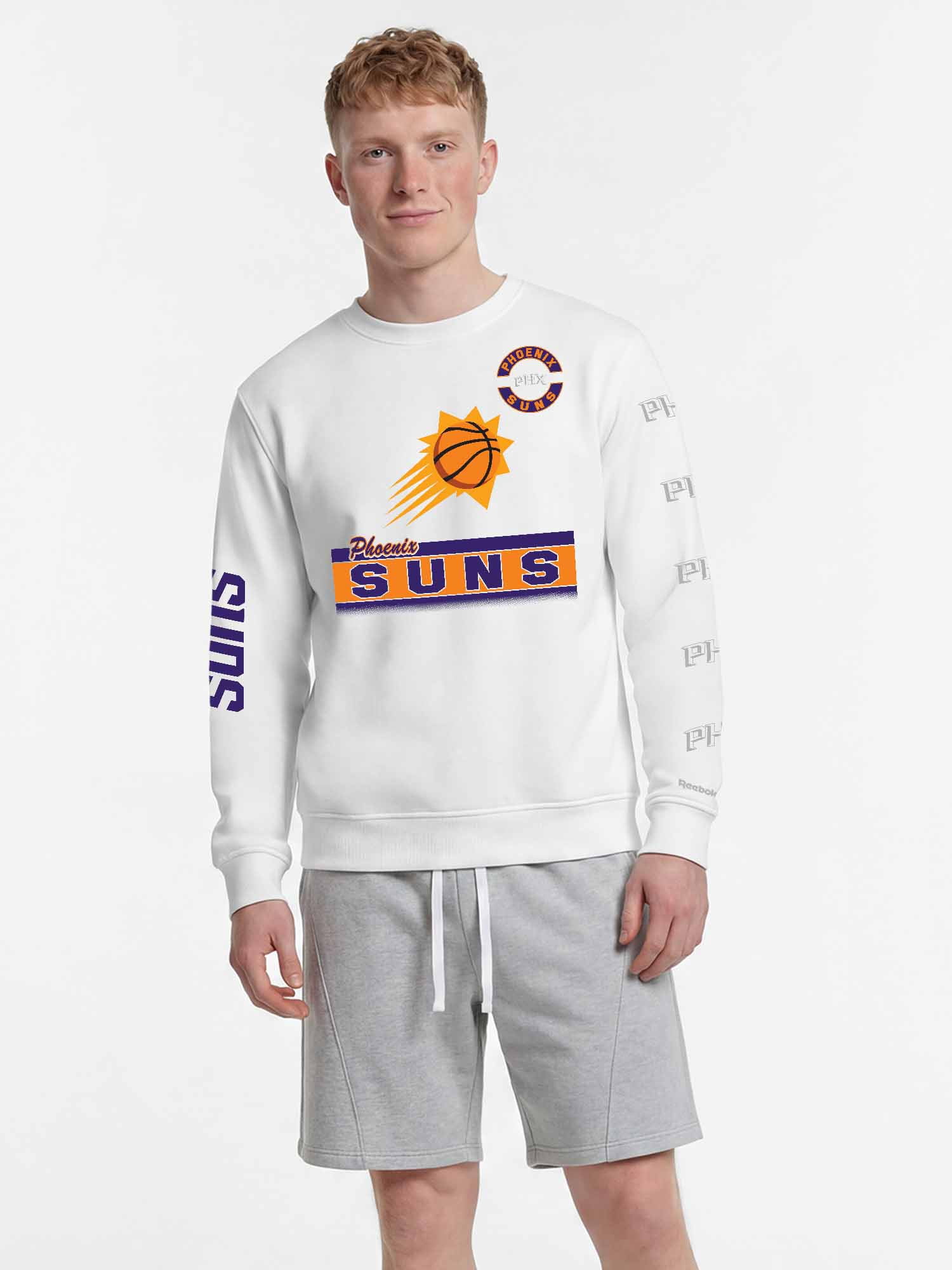 Phoenix Suns Reebok Mens White Crew Sweatshirt