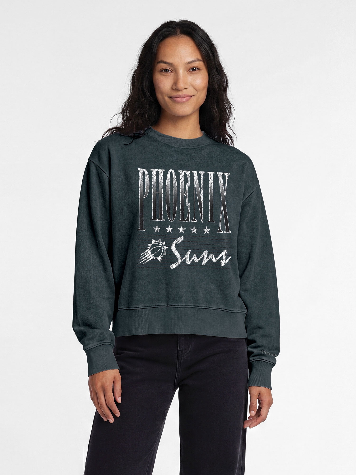 Phoenix Suns Reebok Womens Denim Wash Mock Neck Sweatshirt