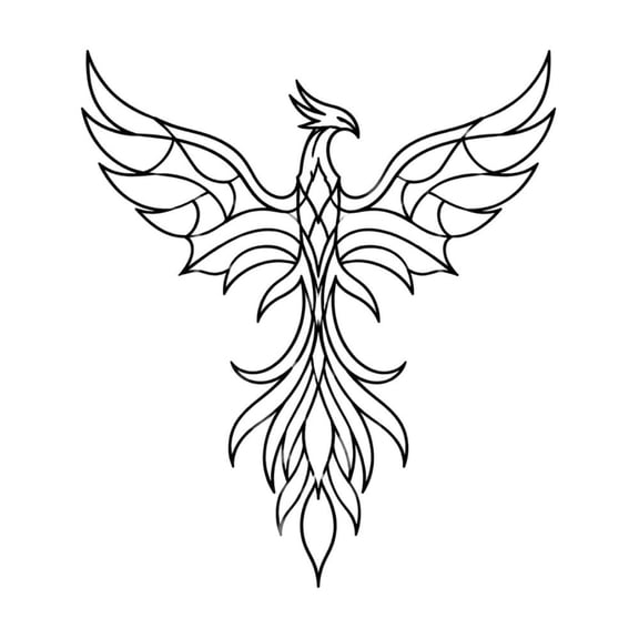 Phoenix Symmetric Ornament Metal Wall Art Decor, Black Iron Wall Sculpture for Living Room, Bedroom, Office, and Entryway 8 IN