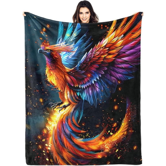 Phoenix Throw Blanket 280GSM-60x80in Phoenix Blanket Gifts for Adults Men Women Phoenix Soft Cozy Fluffy Flannel Blanket for Couch Bedroom Birthday Christmas Easter