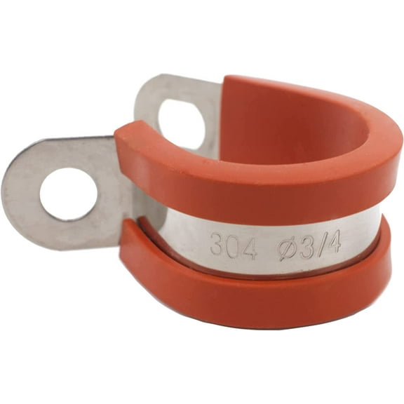 Phoenix Top-Notch Tools 12 Pack 3/4" (19mm) 304 Stainless Steel Red Silica Gel Rubber Insulated Cushion Cable Clamps, Brake Line Clamp and Hose Clamp