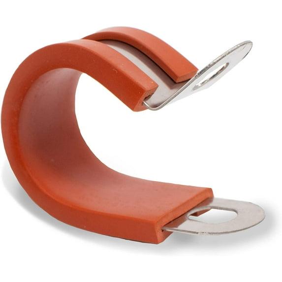 Phoenix Top-Notch Tools 25 Pack 7/8" 304 Stainless Steel Red Silica Gel Rubber Insulated Cushion Cable Clamps