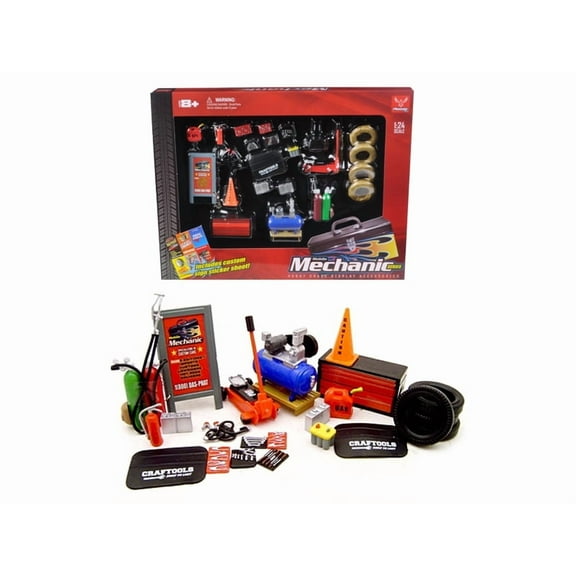Mechanic Accessory Set For 1/24 Scale Cars 23 Pieces by Phoenix Toys