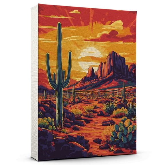 Phoenix Vintage Travel Canvass, Arizona Canvas Wall Art, Phoenix Canvas Wall Art, Arizona Wall Art Picture Print Decor - 105AZ1100