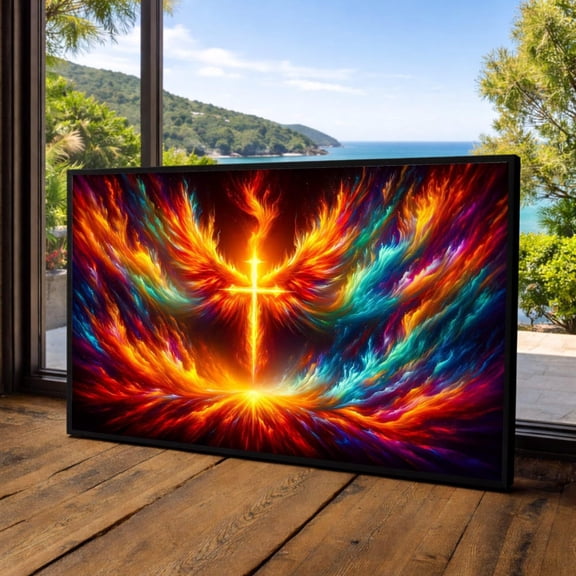 Phoenix Wings Art Abstract Flames Spiritual Home Decor Wall Art