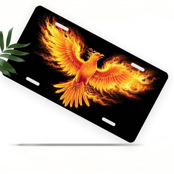 Phoenix in Flames Funny Personalized License Plate Rust-proof Stainless Steel Metal License Plate Suitable For Men And Women 12.2" x 6.2"