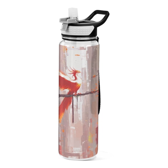 Phoenix on A Branch 1000ml Tritan Sport Bottle Straw LeakProof Food-Grade Portable Wide Handle