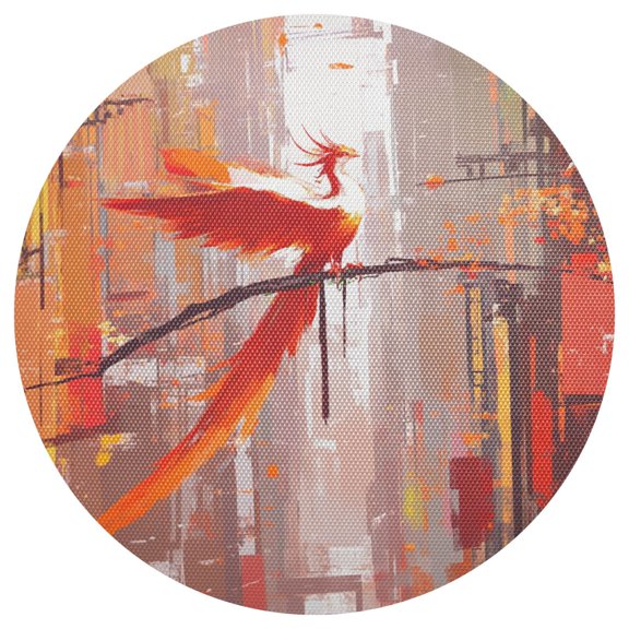 Phoenix on A Branch 15.4in Diameter PVC Plate Mat, Heat-Resistant and Cuttable, Kitchen Decor
