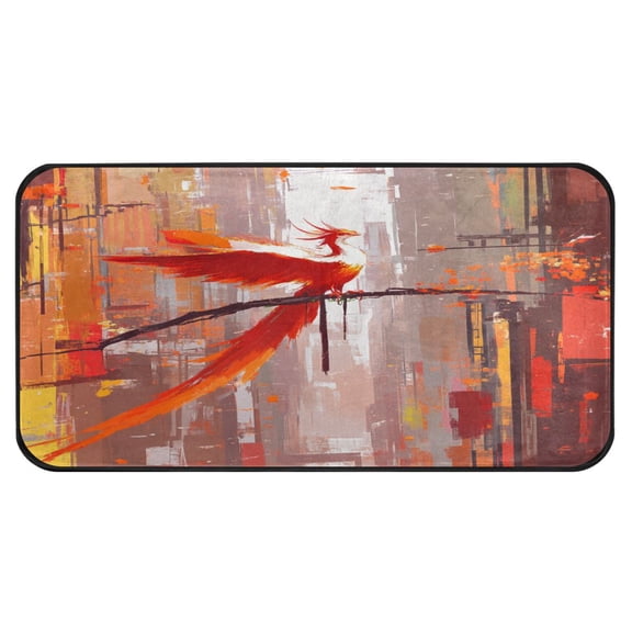 Phoenix on A Branch Non Slip Long Door Mat 39''x20'' Soft, Absorbent, for Kitchen, Bathroom, and Bedroom