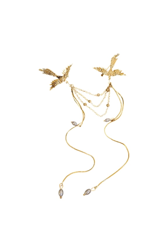 Phoenixes Brooch with Long Flowing Tassels Elegant Lapel Jewelry for Women Men