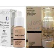 Phoera Foundation Makeup Full Coverage Foundation 30ml + Phoera Primer 18ml Bottle Full Size Combo
