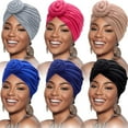 thumbnail image 1 of Phogary 6 Pack African Head Wrap Headbands for Women Turbans Hair Wraps Pre-Tied Pattern Bonnet Turban Knot Beanie Cover Hat, 1 of 9