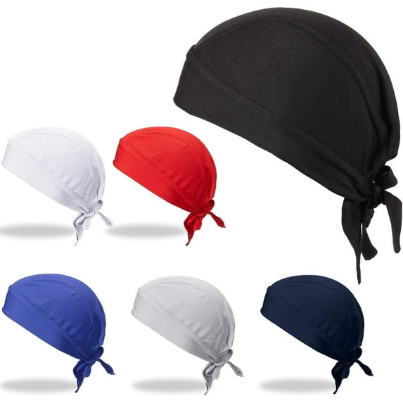 Phogary 6 Pack Do Rags Sweat Wicking Beanie Cooling Durags Skull Cap Motorcycle Head Wrap Bandana for Men Women, Multicolor
