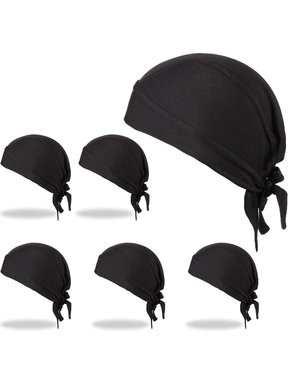 6 Pack Do Rags Sweat Wicking Beanie Cooling Durags Skull Cap Motorcycle Head Wrap Bandana for Men Women