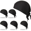 (6 pack) Mr. Durag Stocking Wave Cap w Wide Band; 2Pc Men's Compressor Cap, Black
