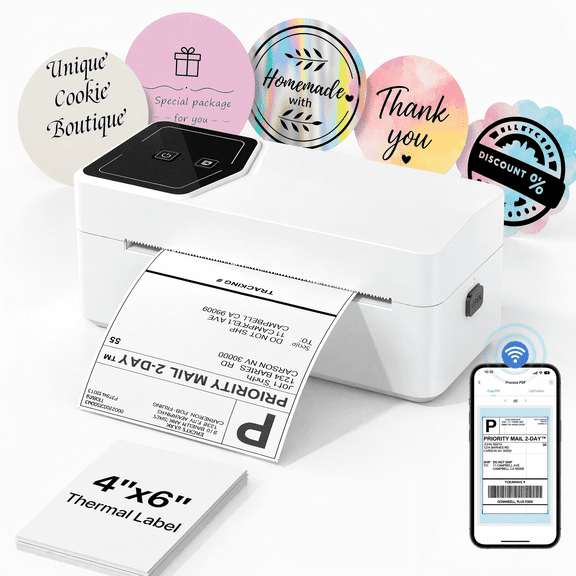 Phomemo 4x6 Shipping Label Printer, Wireless Thermal Label Printer, Lightweight Thermal Printer Designed for Small Businesses, Ideal for Packages, Products, Logo & Address Labels