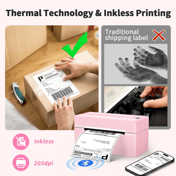 Phomemo 4x6 Thermal Printer, Wireless Mobile Label Maker for Shipping Labels & Postage