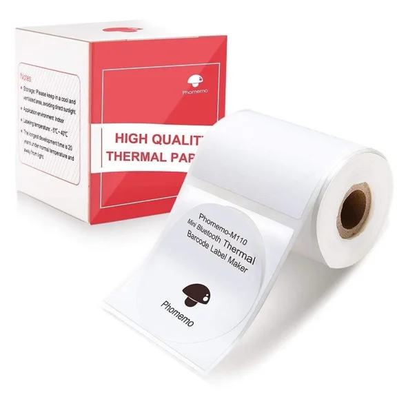 Phomemo 5050Mm Round White Self-Adhesive Thermal Label For M110/M200/M220 Print