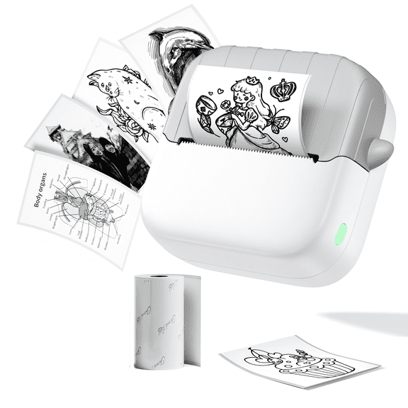 Phomemo A022 Pocket Label Maker, Mini Sticker Printer, Bluetooth Thermal Photo Picture Printer for Notes, Gifts, Journals, Planners, Scrapbooking, and Creative Projects(White)