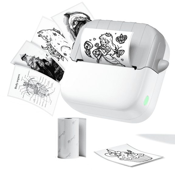 Phomemo A022 Pocket Label Maker, Mini Sticker Printer, Bluetooth Thermal Photo Picture Printer for Notes, Gifts, Journals, Planners, Scrapbooking, and Creative Projects(White)