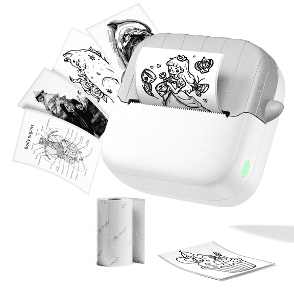 Phomemo A022 Pocket Label Maker, Mini Sticker Printer, Bluetooth Thermal Photo Picture Printer for Notes, Gifts, Journals, Planners, Scrapbooking, and Creative Projects(White)