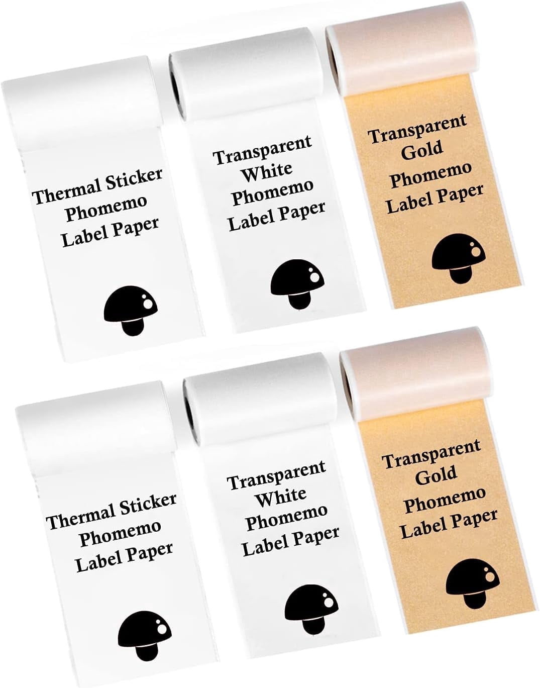 Phomemo Adhesive Thermal Sticker Paper, White/Gold Glitter/Silver Glitter Thermal Paper, for Phomemo M02/M02Pro/M02S/M03/M03AS/M04S Pocket Printer, 53mm Width, 6 Rolls