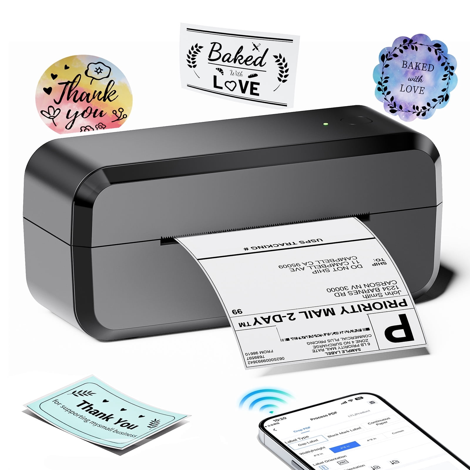 Phomemo Bluetooth Thermal Shipping Label Printer, 4x6 Wireless Label Printer for Shipping Packages, Compatible Android, iOS, Mac OS, and Windows, Widely Used for Amazon, Ebay, Shopify, Etsy, USPS