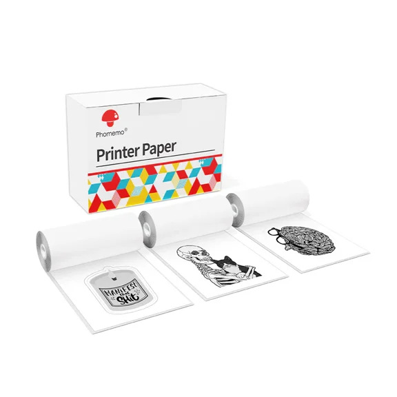 Phomemo White Self-Adhesive Thermal Paper-50mm x 3.5m, Diameter 28mm, 3-Rolls, Image Time 10 Years, Glossy Sticker Paper Label for Phomemo M832/M834/M832D/M02/M02 Pro/M02S/M04S Mini Sticker Printer