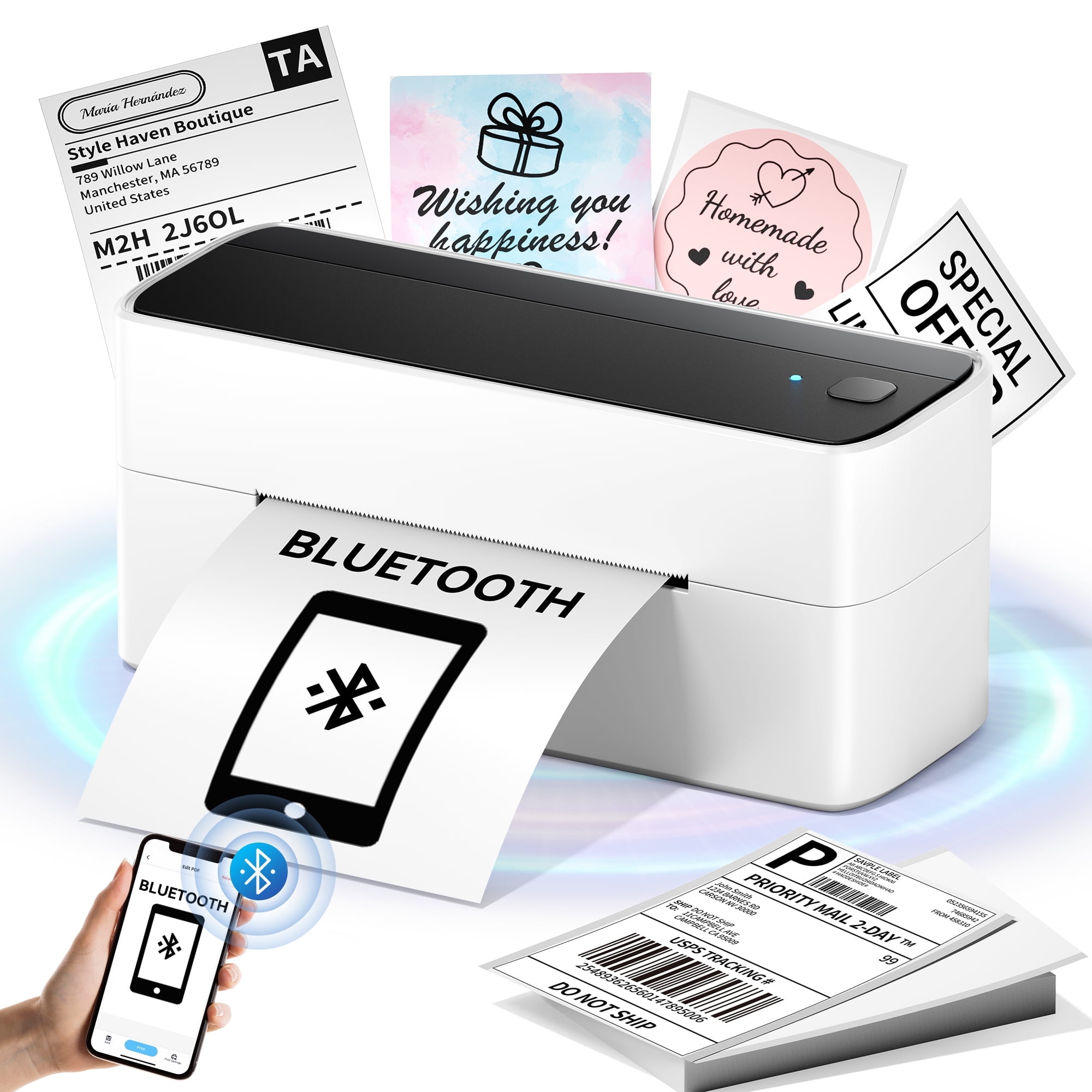 Bluetooth Thermal Label Printer, 241BT 4X6 Wireless Shipping Label Printer for Small Business, Pink Label Printer for Shipping Package, Compatible with iPhone, Android, Amazon, Shopify, UPSP