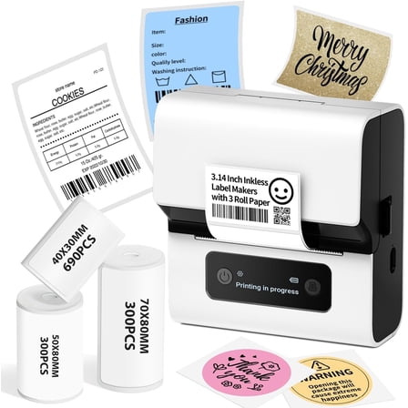 Label Maker- Address Label Printer M221 - 3'' Bluetooth Thermal Label Priner Perfect for Address, Barcode, Crafts, and Small Business - Compatible with Phone and PC(WhiteBlack)