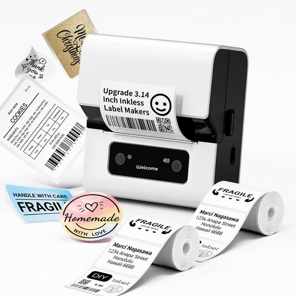 Phomemo Label Printer Small Address Label Maker M221 3-Inch, Portable Label Printer for Small Business, Barcode & Address Labels, Compatible with Phone And PC