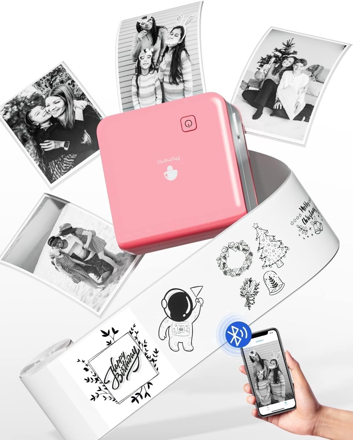 Phomemo M02 Pro Portable Bluetooth Thermal Sticker Printer for Photo Printing, Study Notes, DIY Cards, and Creative Projects(Pink)