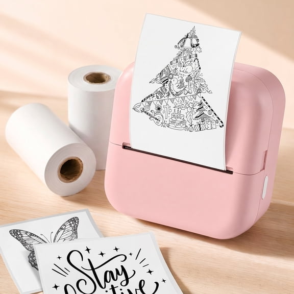 Phomemo M02L Mini Portable Thermal Printer, Wireless Inkless Sticker Print Pods, Label Maker for Notes, Diaries, Memos, Photos, Worksheets, Text & DIY Crafts, USB Charging, Compatible with Smartphone