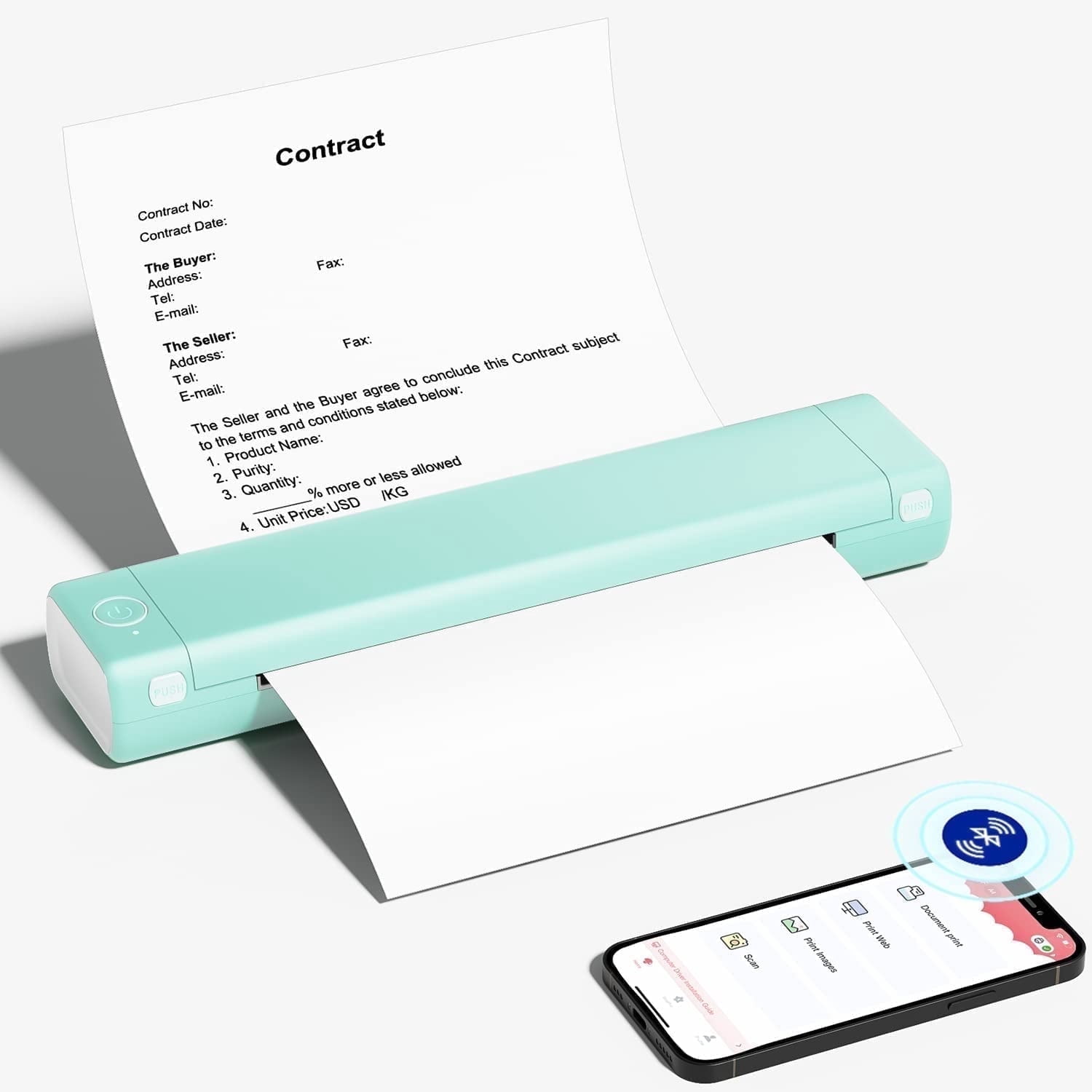 Phomemo M08F Portable Printer Wireless Thermal Printer for Travel, Support 8.5" X 11" Thermal Paper, Bluetooth Inkless Printer Compatible with Android iOS Phone & Laptop（Green）