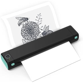 Phomemo M08F Portable Printer, Wireless Thermal Printer for Travel, Support 8.5" x 11" & A4 Thermal Paper, Bluetooth Inkless Printer Compatible with Android Ios Phone & Laptop(Black&Green)