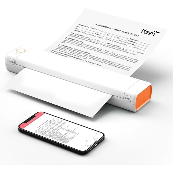 Phomemo M08F-WHO Portable Thermal Printer Wireless Bluetooth Support for 8.5"x11" US Letter, White Orange