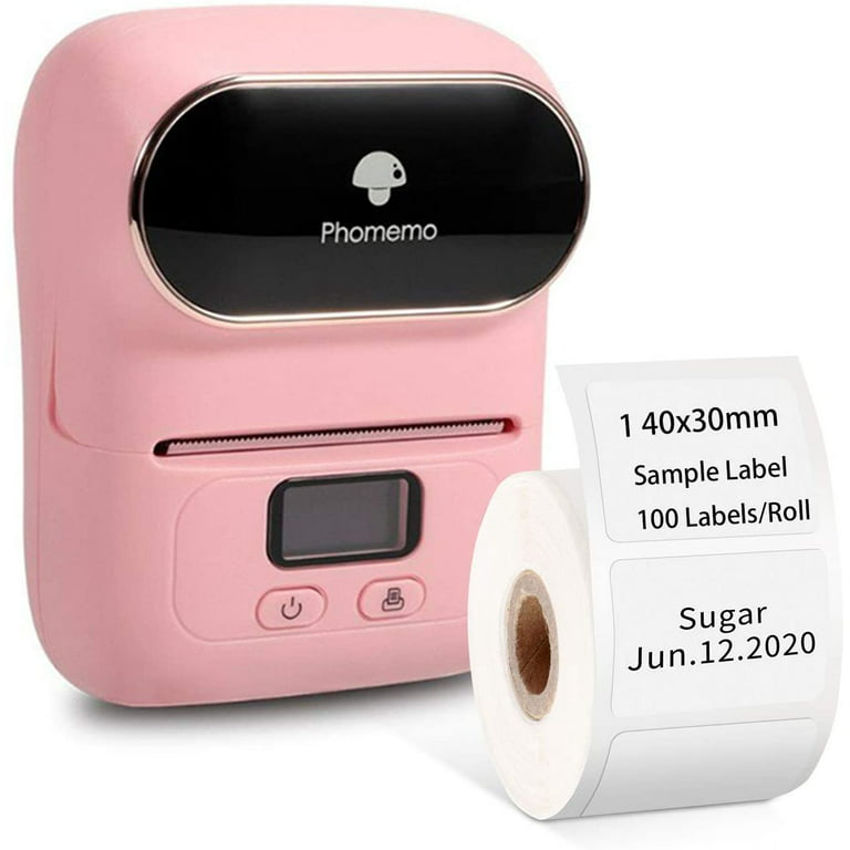 Phomemo M110 Label Maker- Portable Mini Bluetooth Thermal Label Printer  Apply to Labeling, Office, Cable, Retail, Barcode and More, Compatible with  Android & iOS System, with 1 40×30mm Label, Pink 