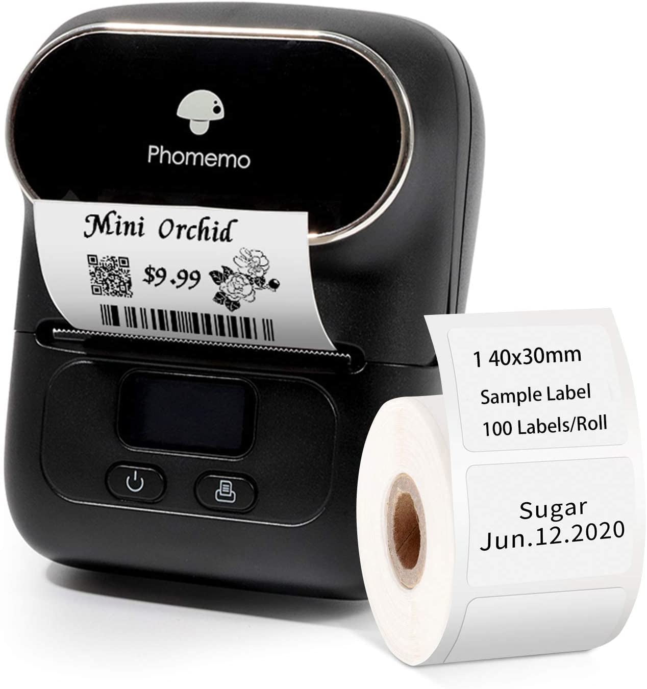 Phomemo M110 Label Makers - Portable Bluetooth Thermal Label Maker Printer  for Barcode, Clothing, Jewelry, Retail, Mailing, Compatible with Android &  iOS System, with 1pack 4030mm Label, Black 