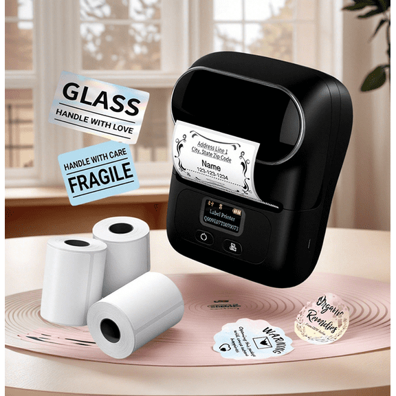 [Phomemo M110 Label Printer + 660 Thermal Labels] Easy To Use Barcode Label Maker, Portable Thermal Sticker Printer For Small Business, Address, Logo, Clothing, QR Code, Compatible With Phones & PC