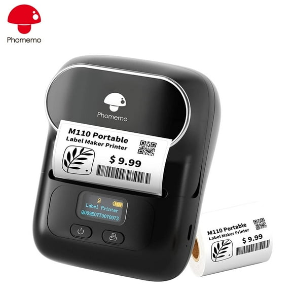 M110 Label Printer - Portable Bluetooth Address Label Maker for Small Business, Barcode & Retail, Compatible with Phones & PC (Black)