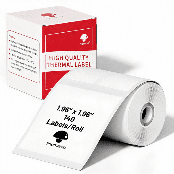 Phomemo M110 Labels, M110/M100/M102/M108/M160/A42/M220/M221/M120/M200 Thermal Labels 1.96" x 1.96"(50x50mm), M110 Labels Self-Adhesive Label, 150 Labels/Roll
