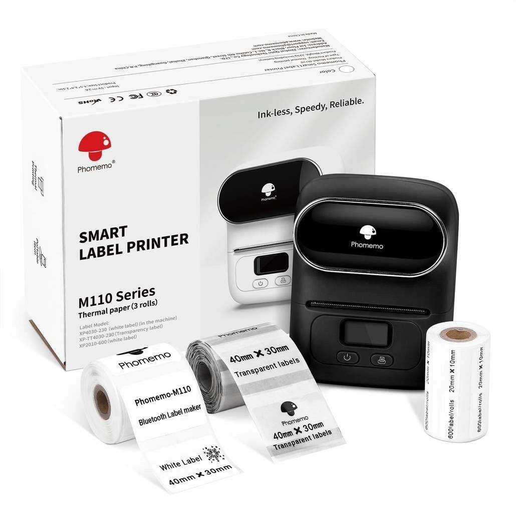 Phonemo Phomemo M110 Pocket Thermal Printer Mobile Bluetooth Label Maker + 3 ...